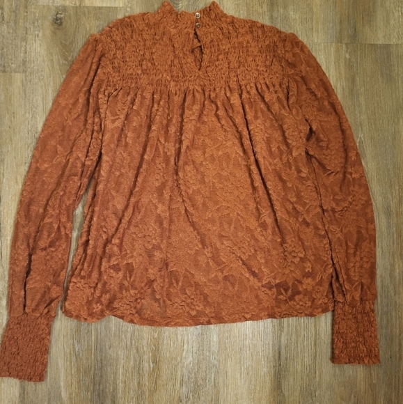 Anthropolgie Deletta Ammana Lace Peasant Blouse Floral In Rust Size Small - Picture 10 of 12